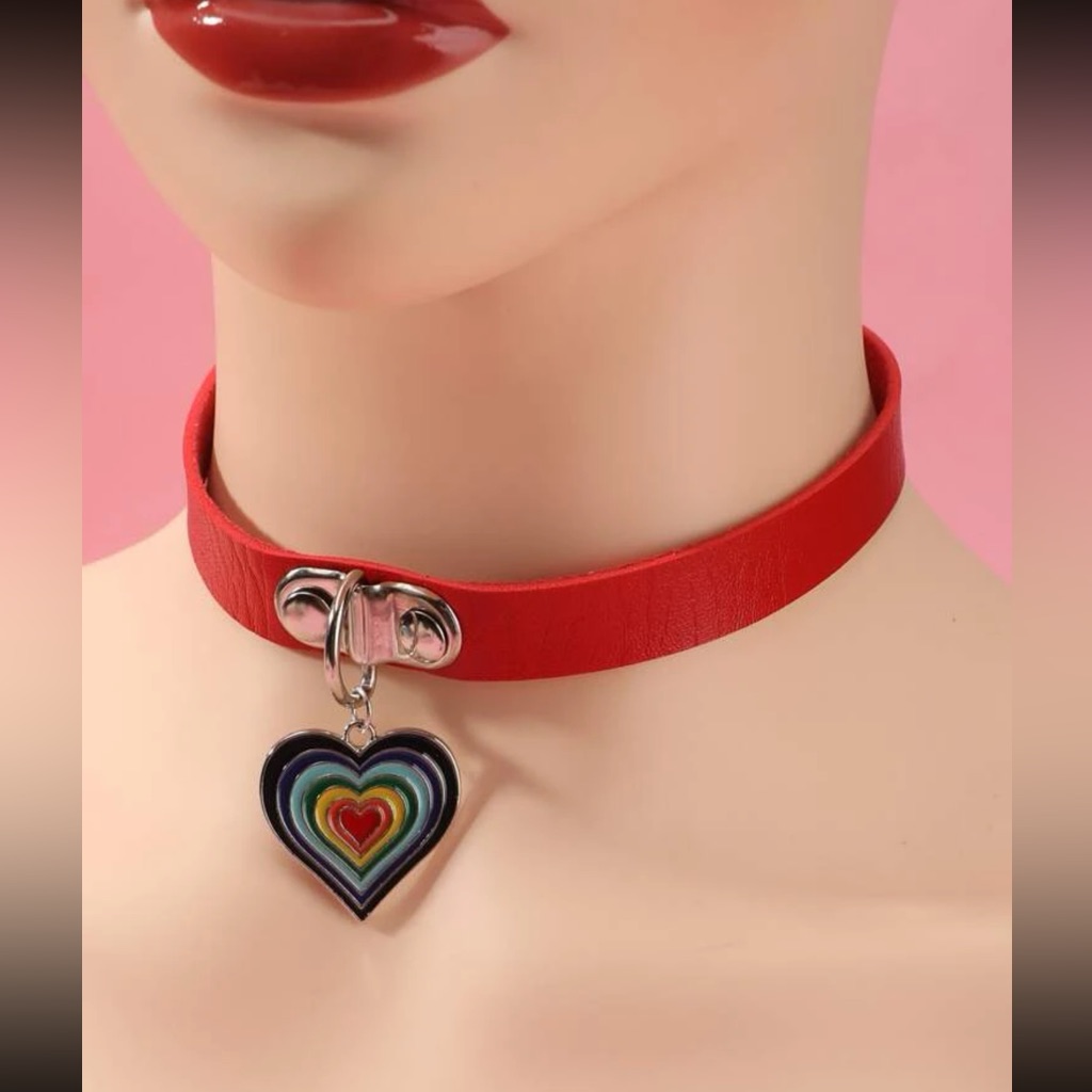 Awesome Pu Leather Colorful Layered Heart Choker